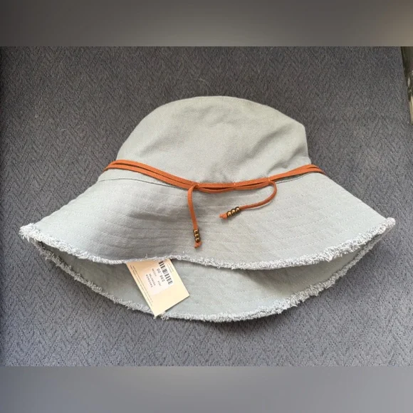 Anthropologie Hat Attack Fringed Cotton Bucket Hat NWT